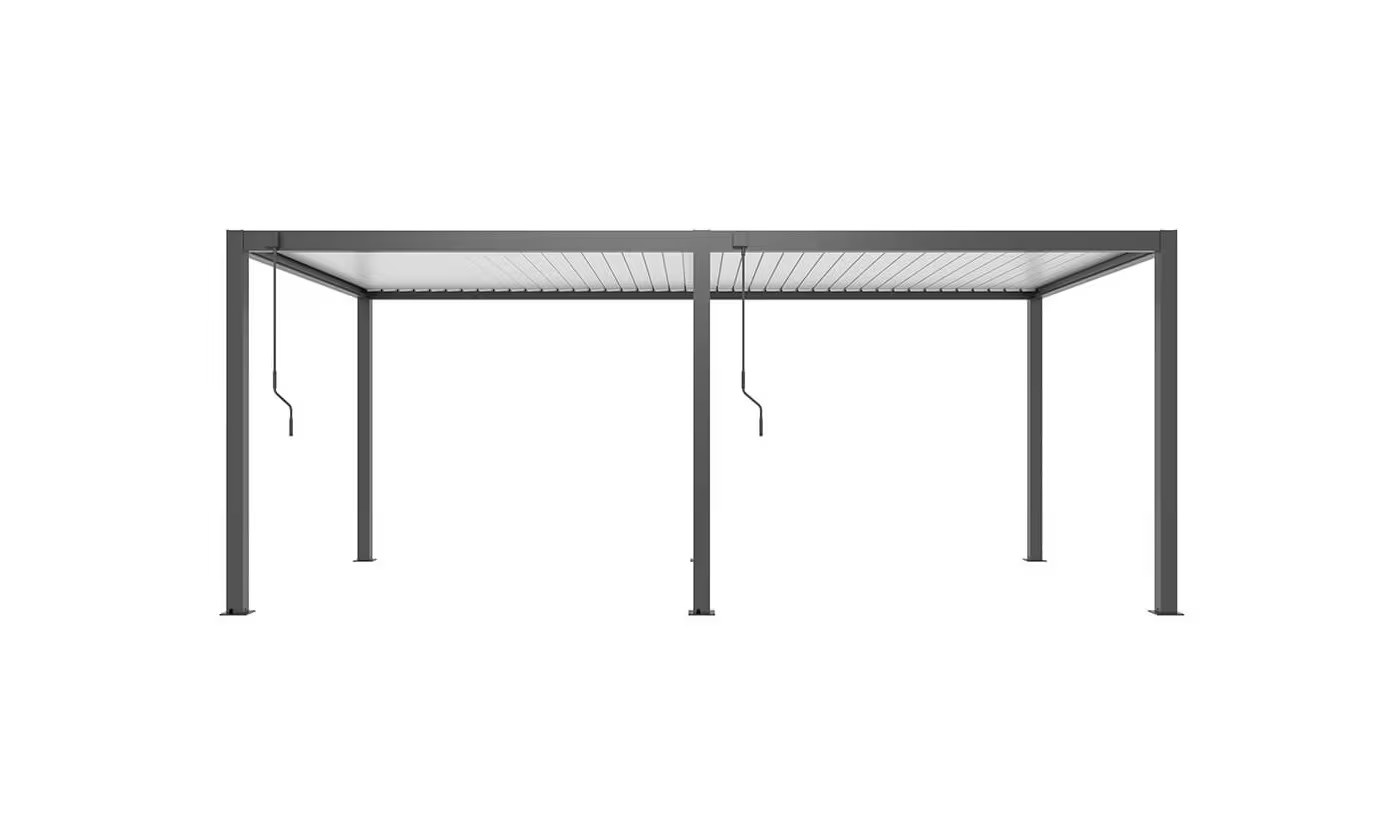 Manuelle bioklimatische Alu-Pergola Gaillard 6x4m 46NB Anthrazit & weiße Lamellen – Bild 12