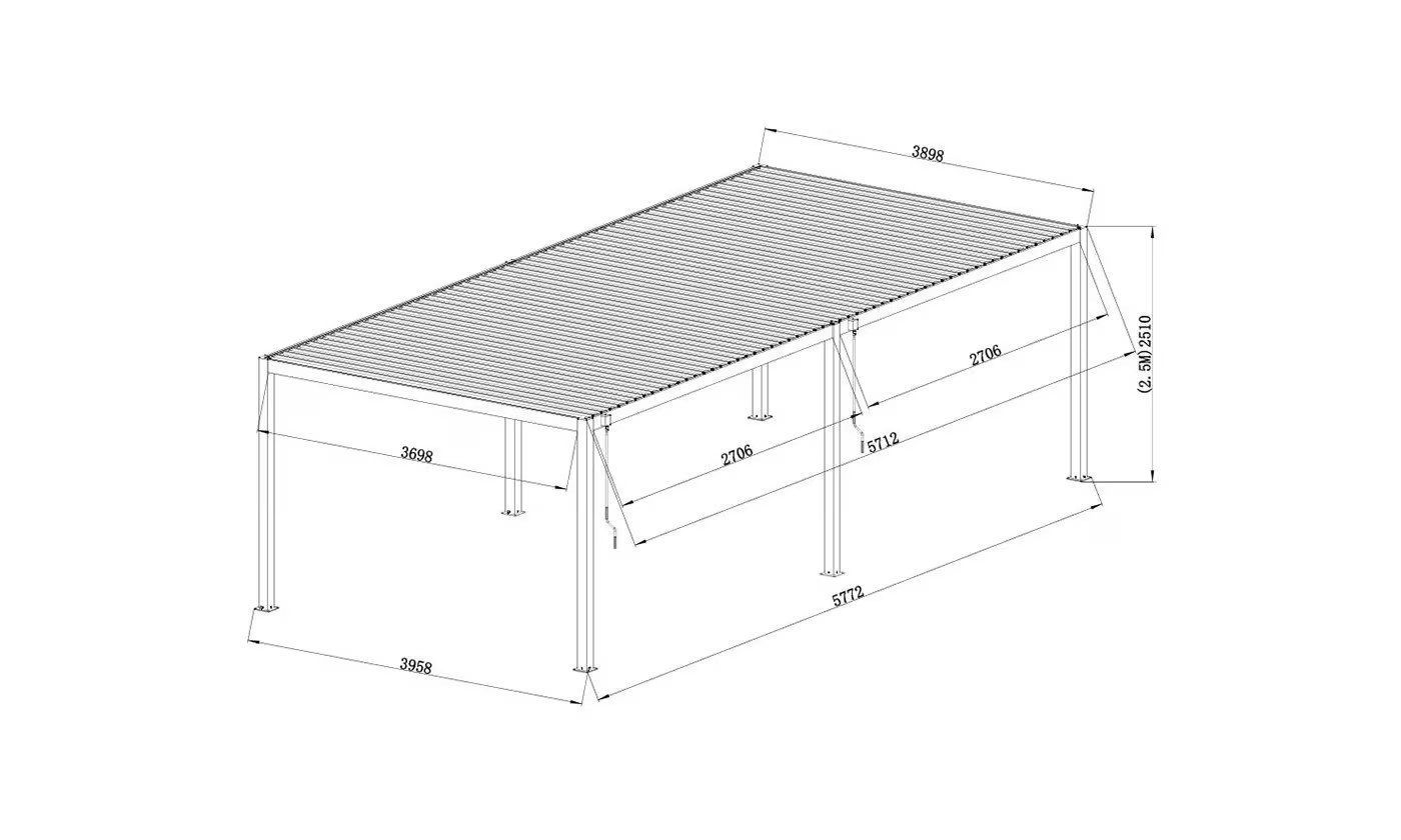 Manuelle bioklimatische Alu-Pergola Gaillard 6x4m 46NB Anthrazit & weiße Lamellen – Bild 13