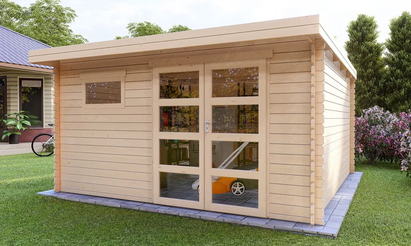 Gartenhaus ROSCOFF 16 Rohbau 28mm 14m² Innenraum – Bild 2