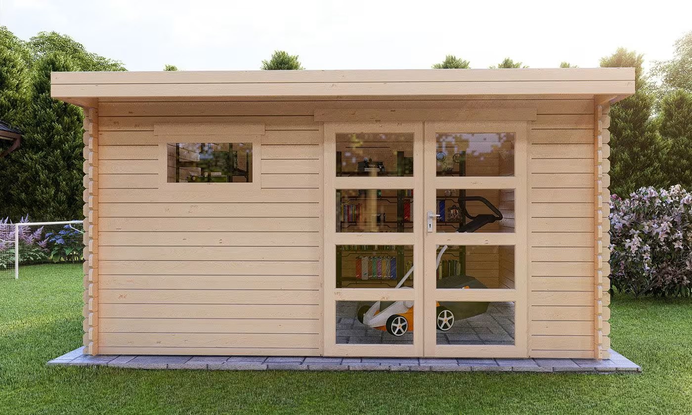 Gartenhaus ROSCOFF 16 Rohbau 28mm 14m² Innenraum – Bild 3