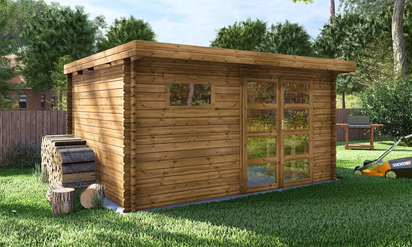 Gartenhaus CONCARNEAU 12 kesseldruckimprägniert 28mm 10.25m² Innenraum
