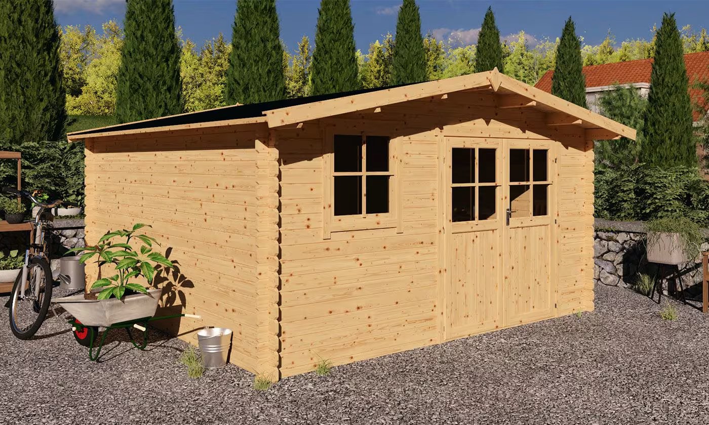 Gartenhaus CARANTEC 16 Rohbau 28mm 14m² Innenraum | Holzgartenhäuser