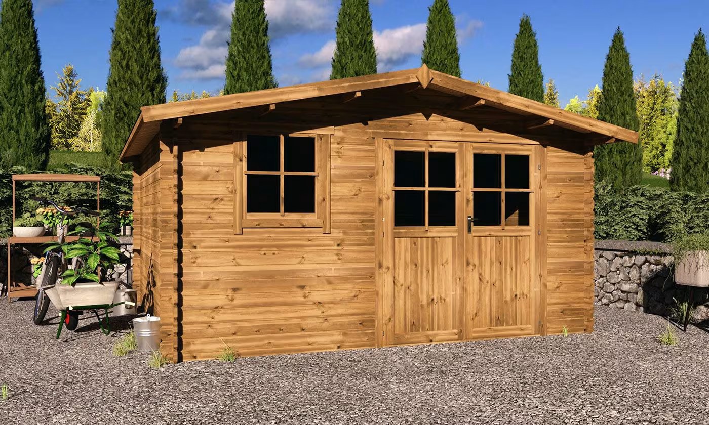 Gartenhaus CARANTEC 16 kesseldruckimprägniert 28mm 14m² Innenraum – Bild 2