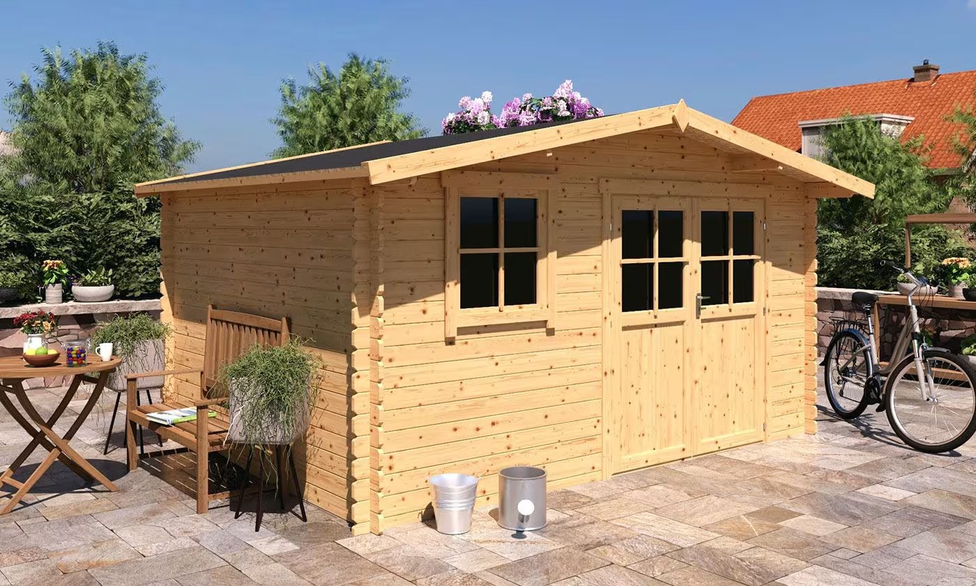 Gartenhaus ARZON 12 Roh 28mm 10,25m² Innenraum