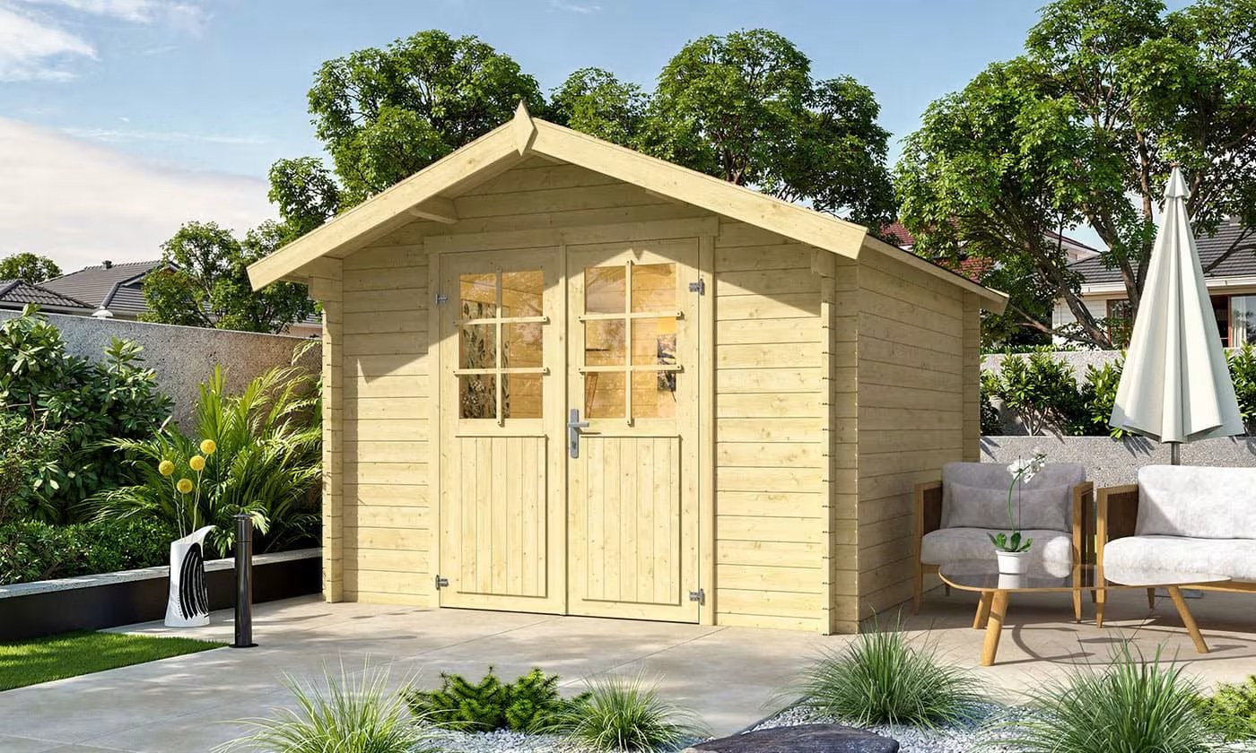 Gartenhaus Leipzig C Naturholz 34mm 7.19m² Innenraum