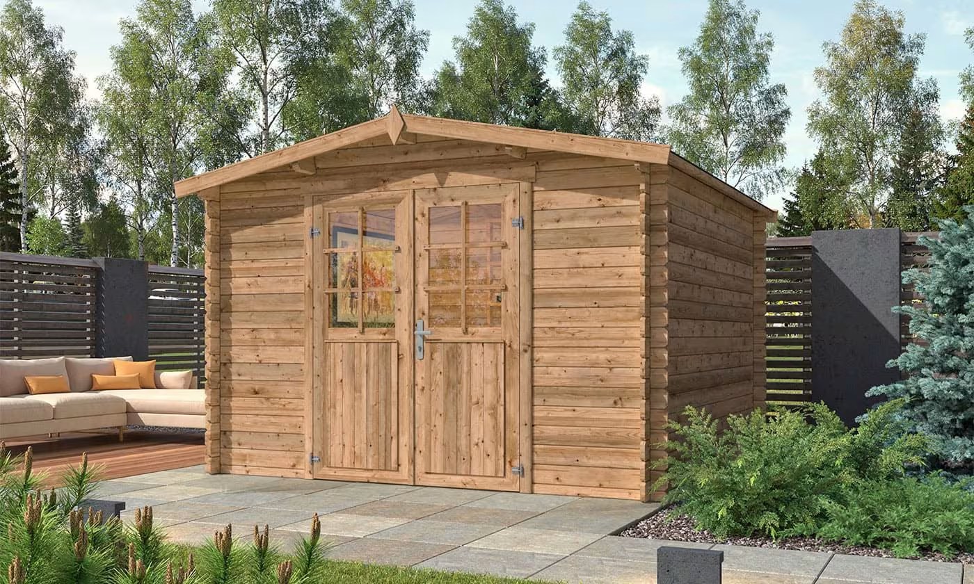 Gartenhaus PARISA 28mm 8,67m² – Druckimprägniertes Holz – LASITA MAJA