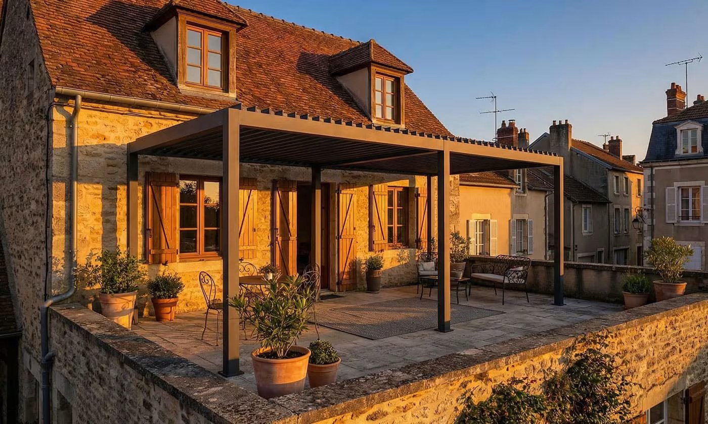 Manuelle bioklimatische Alu-Pergola Soléa 6x3m 36N Anthrazit