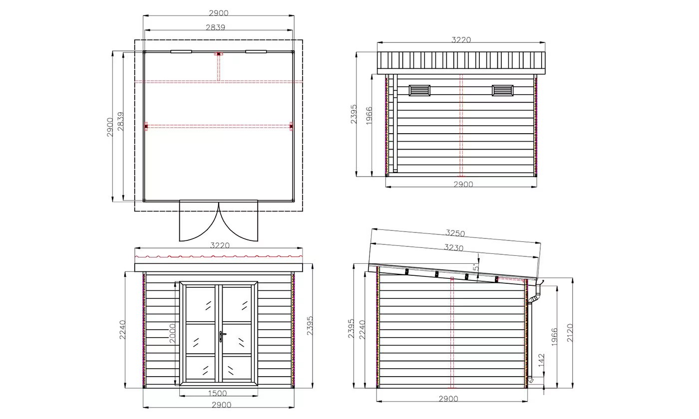 Verbundwerkstoff-Gartenhaus Meaudre, Pultdach, 2.9×2.9m, 8,41m² – Bild 13