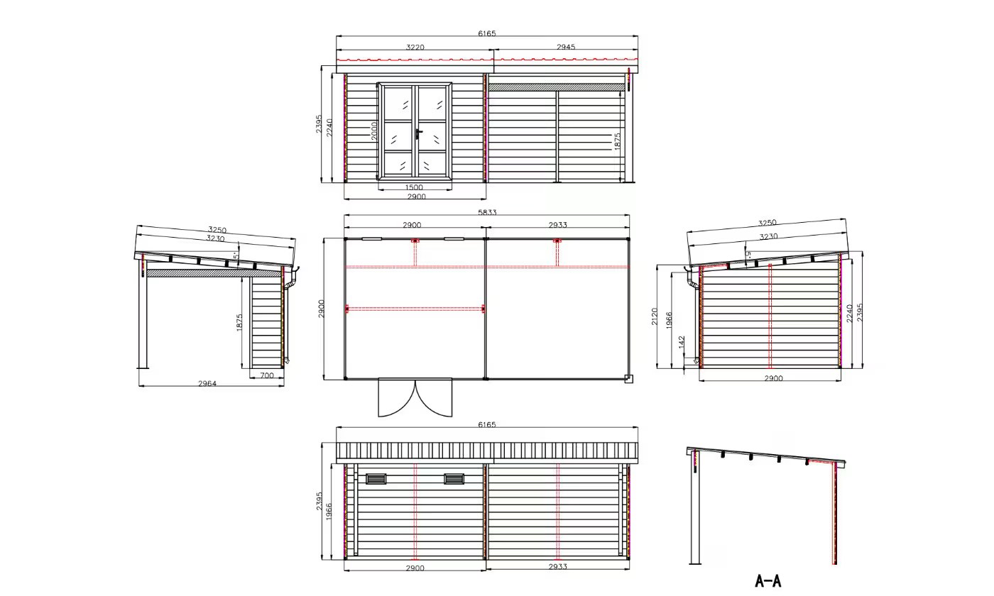 Komposit-Gartenhaus Meaudre mit reversiblem Anbau – Nussbaum – 5.83×2.90m, 16.91m² – Bild 4
