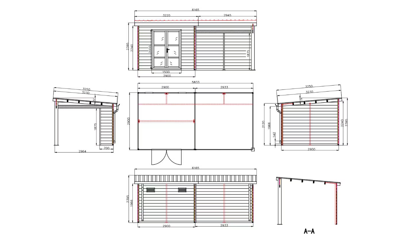 Komposit-Gartenhaus Meaudre mit reversiblem Anbau – Teak – 5.83×2.90m, 16.91m² – Bild 9
