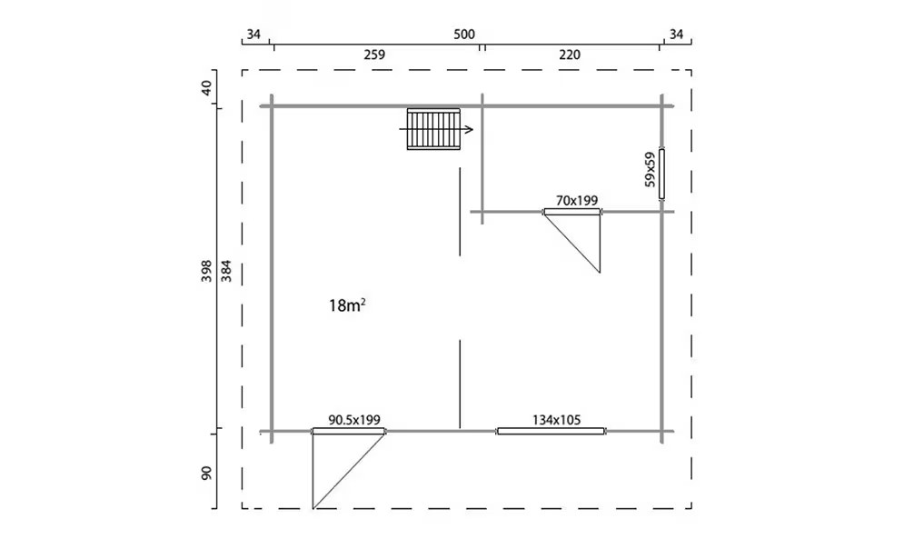 Gartenhaus Lunel Leimholzbohlen 70mm – 18,4 + 9,7m² Innenraum – Bild 3
