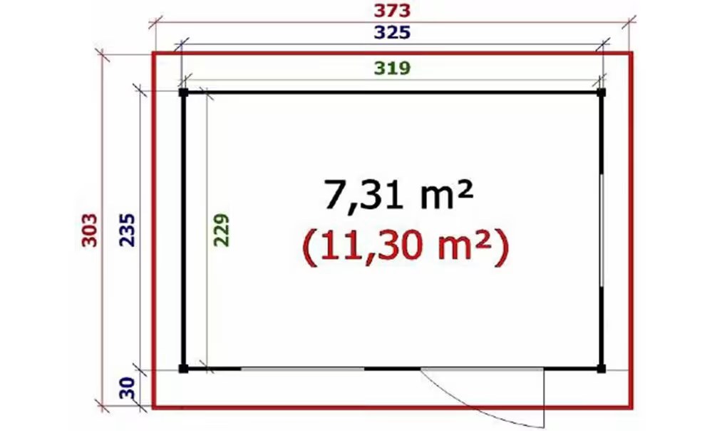 Gartenhaus ANNECY 1 28mm – 7,3m² Innenraum 325×235 cm – Bild 3