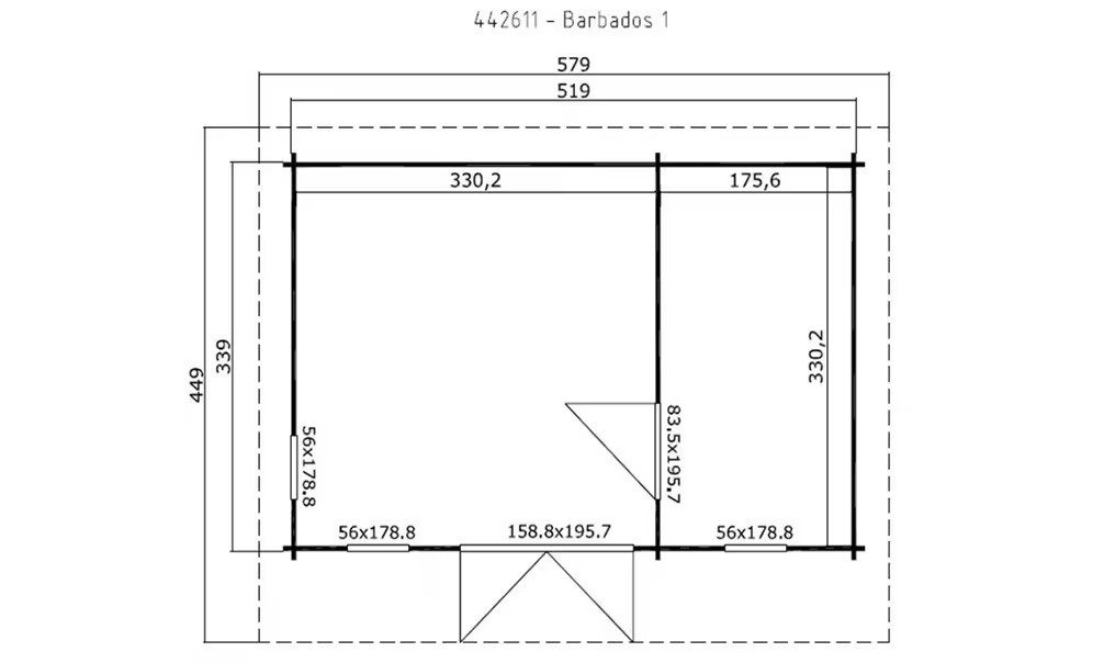 Gartenhaus BARBADOS 1 44mm – 16,8m² Innenraum – Bild 2