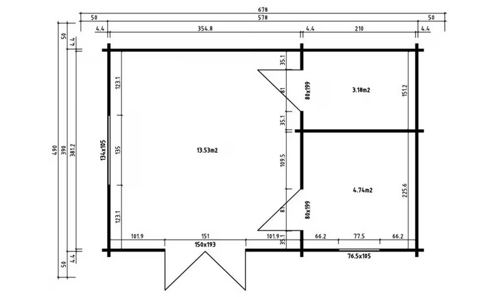 Gartenhaus Bergerac 44mm – 21,5 + 8,2m² Innenraum 578×390 cm – Bild 3