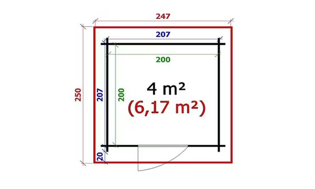 Gartenhaus OUVRIER 1 34mm – 4m² Innenraum 227×227 cm 34mm – Bild 2