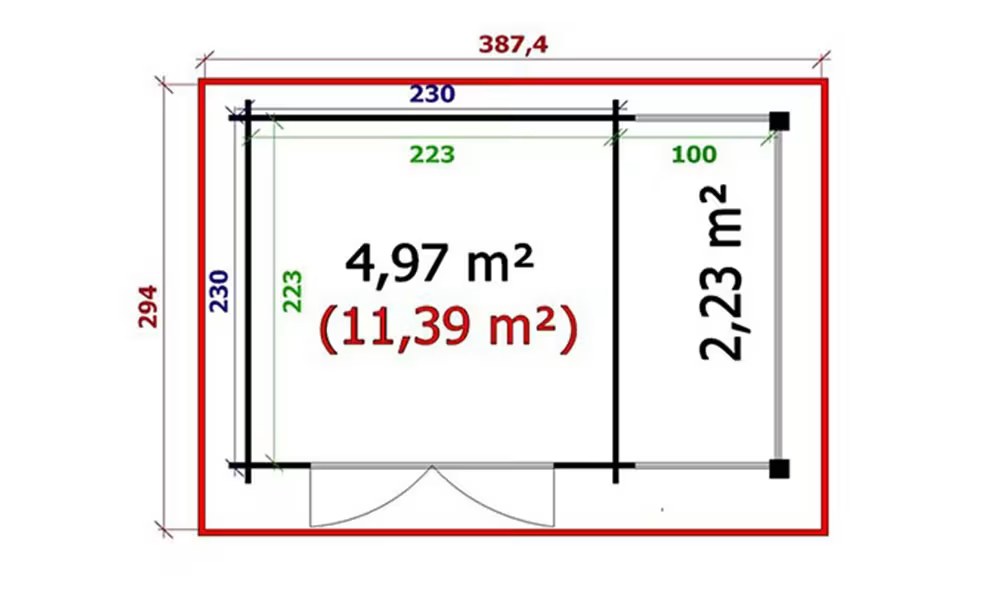 Gartenhaus BRETAGNE PULTDACH 34mm – 5m² Innenraum + 2,2m² 330×23… – Bild 2