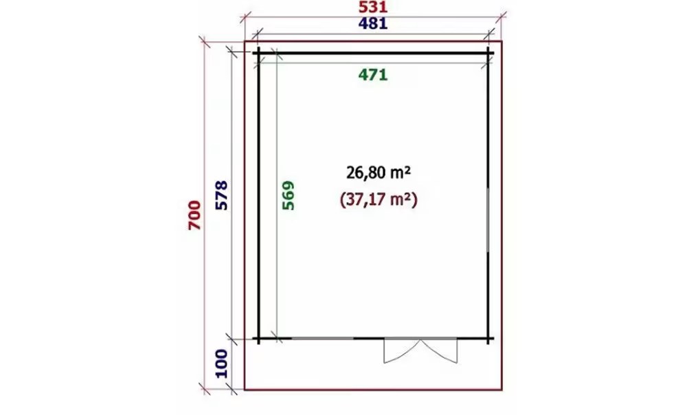 Gartenhaus FONTAINEBLEAU 2 – 44mm – 26,8m² Innenraum 480×578 cm… – Bild 2