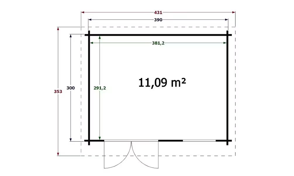 Gartenhaus CALIFORNIE 44mm – 11,1m² Innenraum 390×300 cm 44mm |… – Bild 2