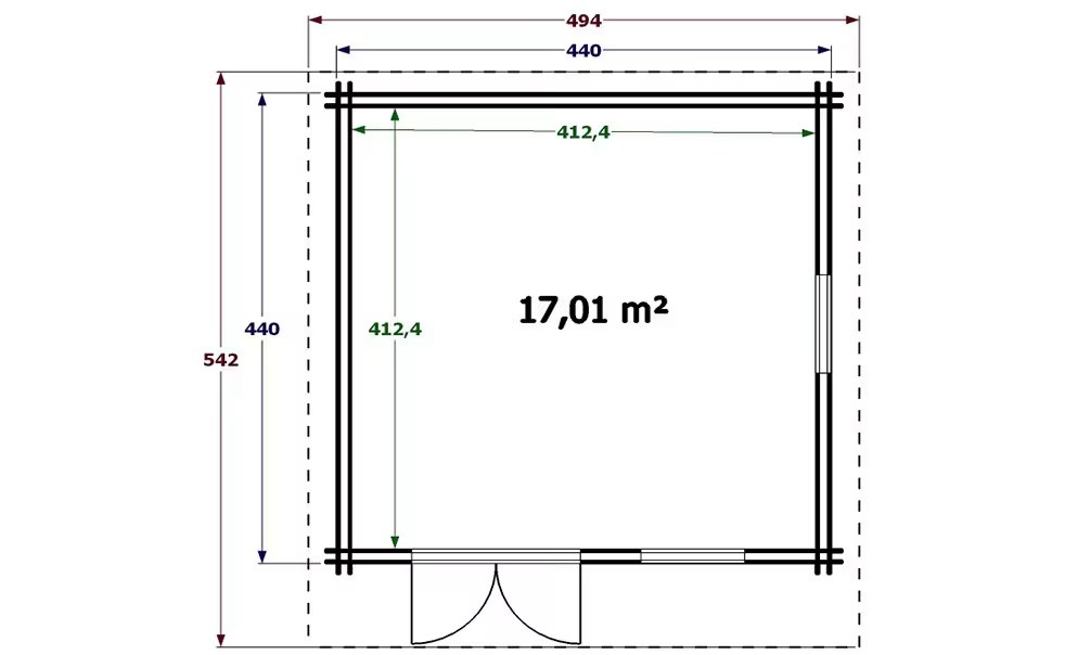 Gartenhaus AURILLAC 34/70/34mm – 17,01m² Innenraum – Bild 2