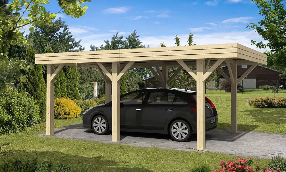 Carport 1 Fahrzeug CANCALE Flachdach einfach - 23,4m² überdacht