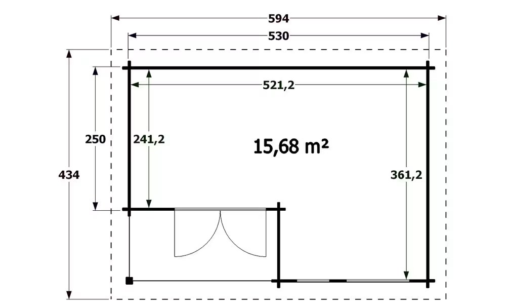 Gartenhaus ROUEN 44mm – 15,68m² Innenraum 530×370 cm – Bild 2