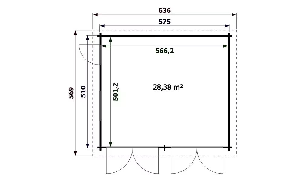 Doppelgarage Holz DAX Bohlen 44mm – Satteldach – 28,4m² Innenraum – Bild 2