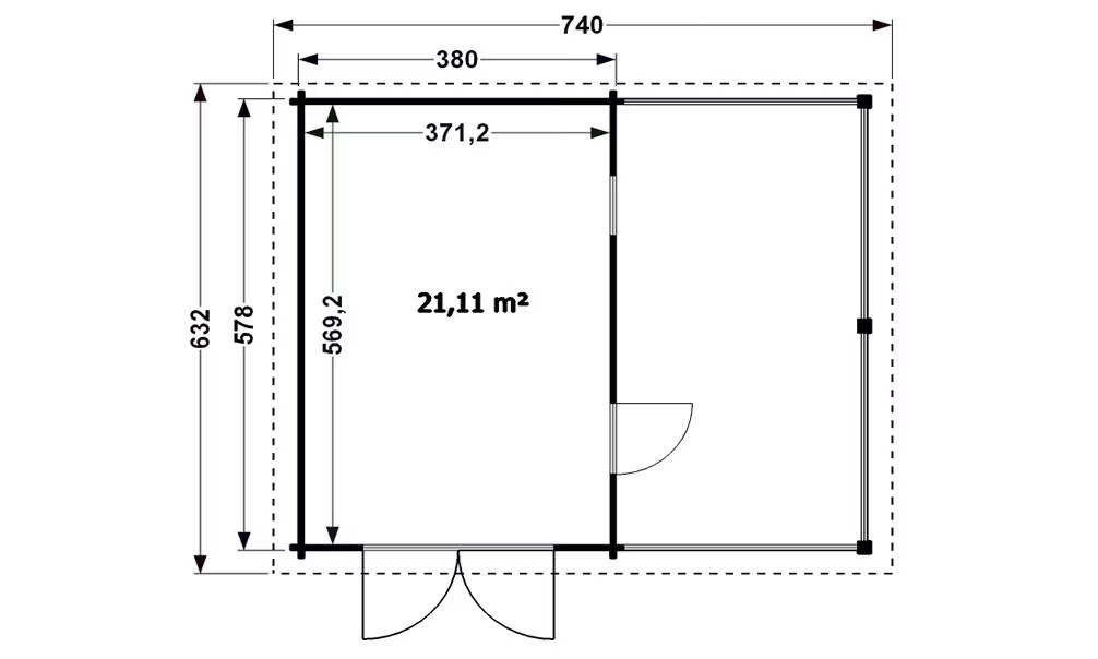 Garage GIRONDE 44mm – 21,1m² Innenraum + 17m² – Bild 2
