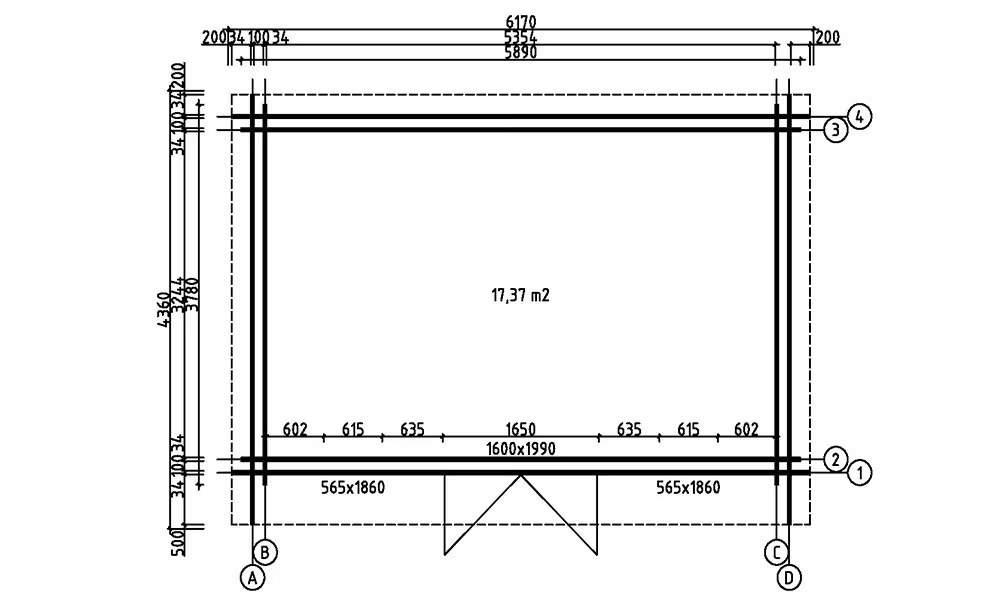 Gartenhaus GRAND CANNES B 34-100-34mm – 17,37m² Innenraum – Bild 2