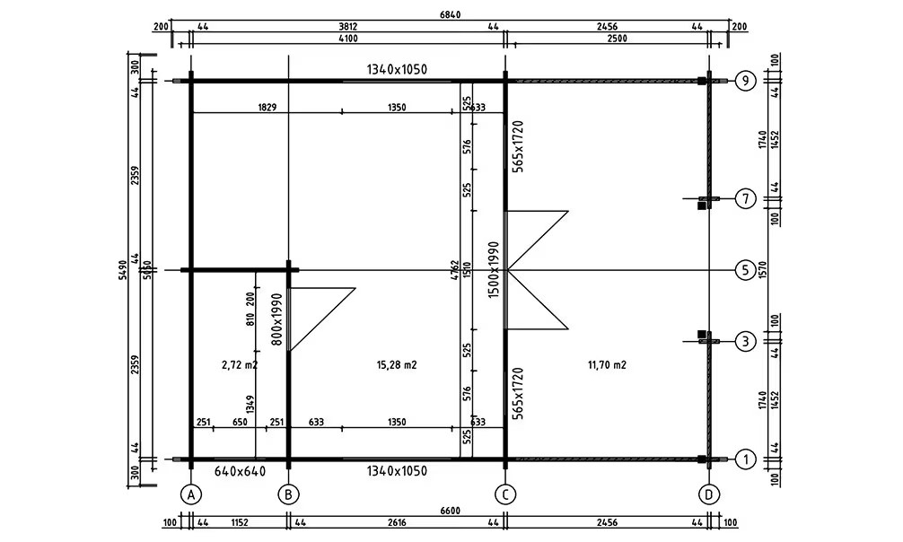 Gartenhaus Jersey 44mm – 18,1m² Innenraum + 12m² 485×640 cm – Bild 2
