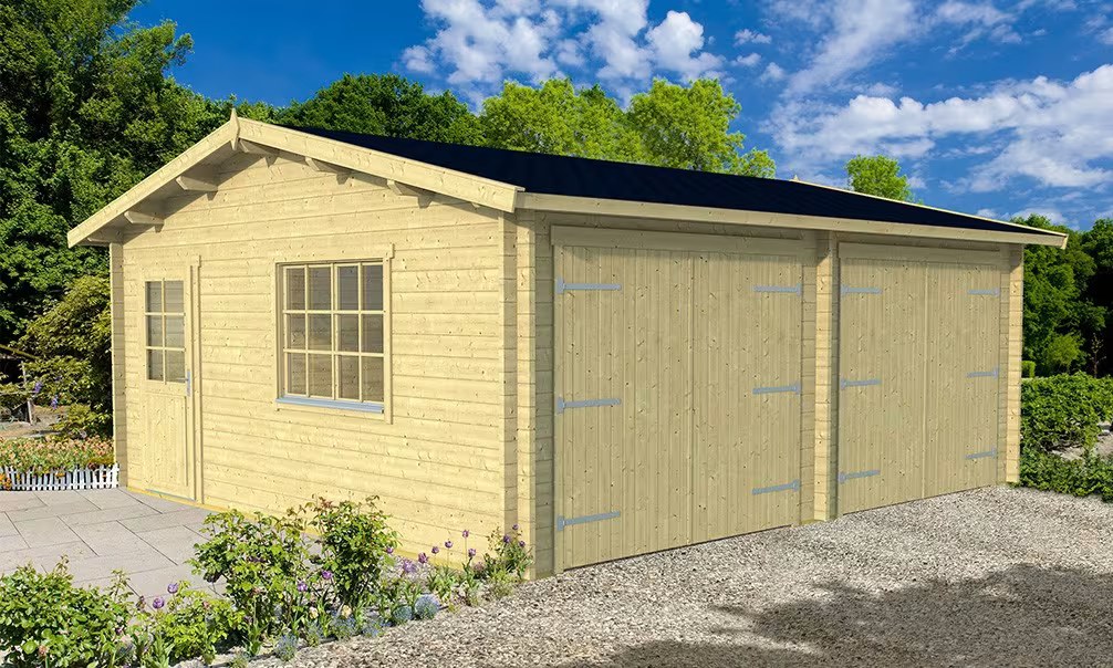 Fahrzeugüberdachung 2 Fahrzeuge Satteldach FREJUS 44mm – 28,4m² Innenraum – Bild 2