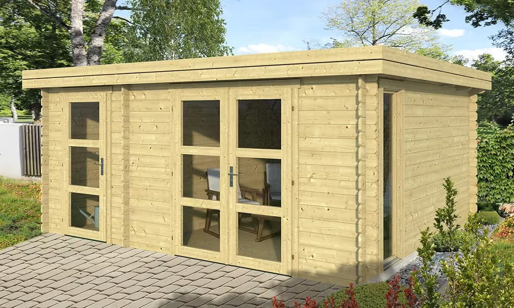 Gartenhaus HAZEBROUCK 44mm – 15,71m² Innenraum 456×360 cm