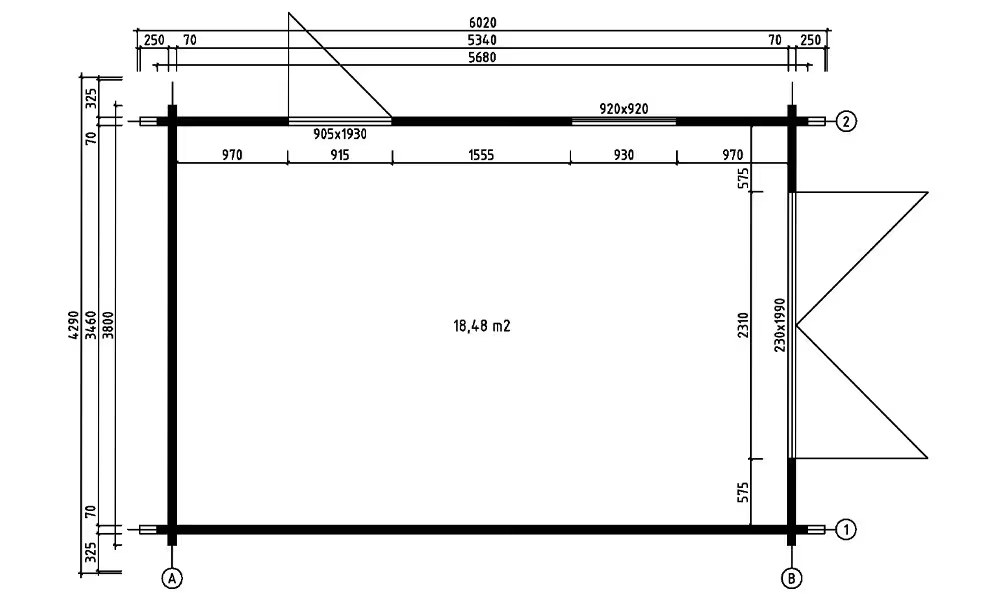 Holzgarage 1 Fahrzeug CHAMBERY 70mm – 18,48m² Innenraum – Bild 2