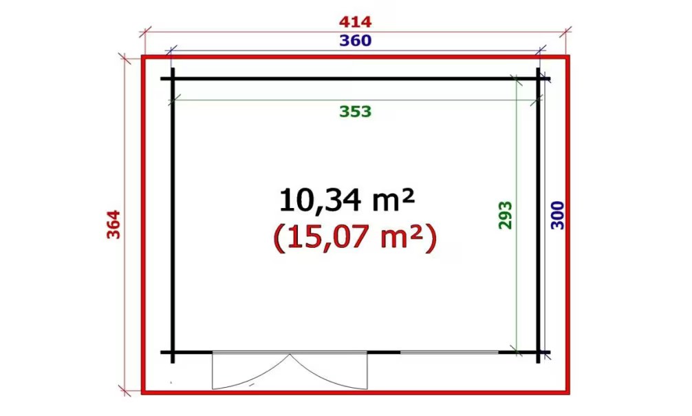 Gartenhaus Ajaccio 34mm – 10,3m² Innenraum 360×300 cm – Bild 2