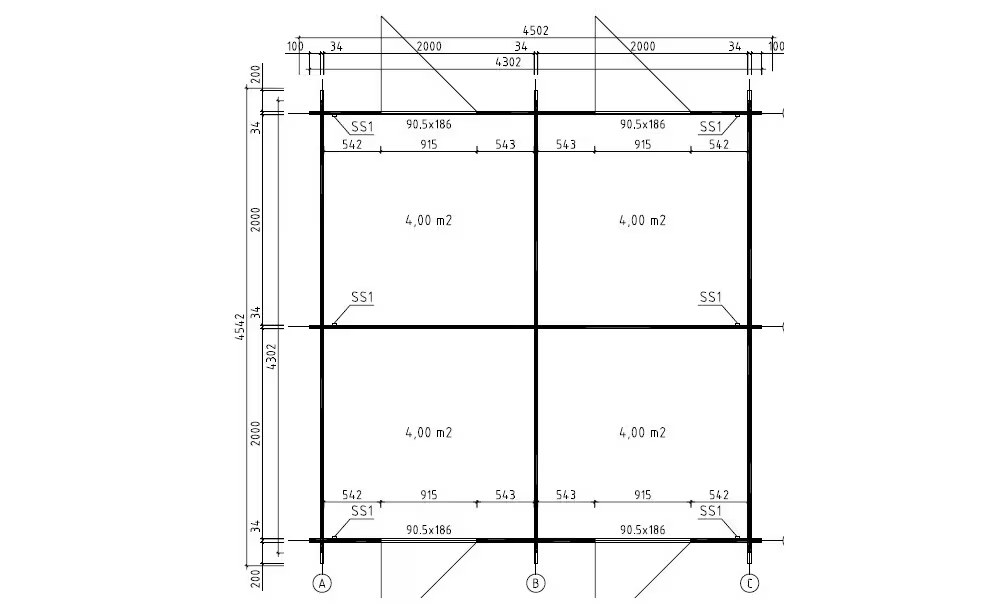 Gartenhaus OUVRIER 4 34mm – 16m² Innenraum 410×410 cm 34mm – Bild 2
